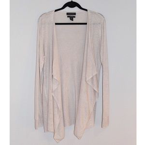 Tahari Draped Front Cream Linen Cardigan